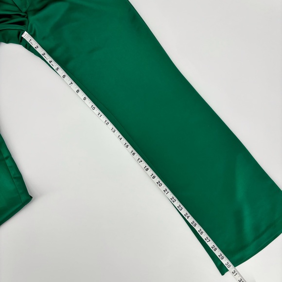 Jason Wu NWT Emerald Green Satin Wide Leg High Rise No Waistband Trousers, 2 - Picture 9 of 15